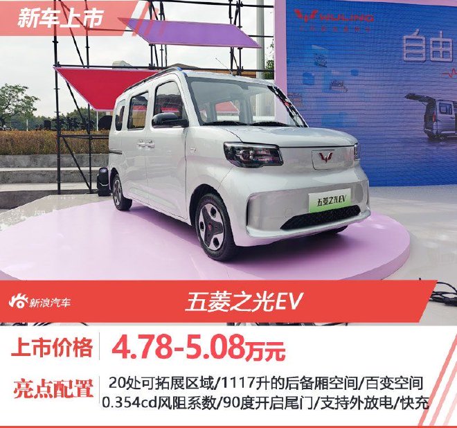 售4.78-5.08万 五菱之光EV正式上市