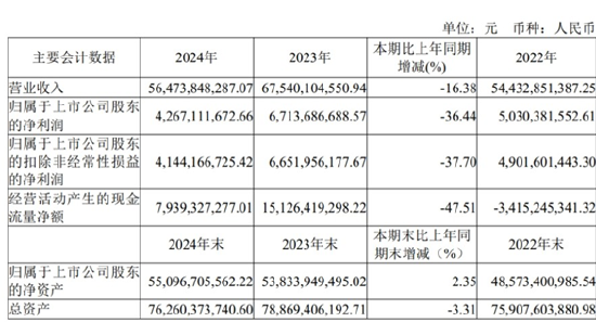 （中国中免2024年年报主要数据）